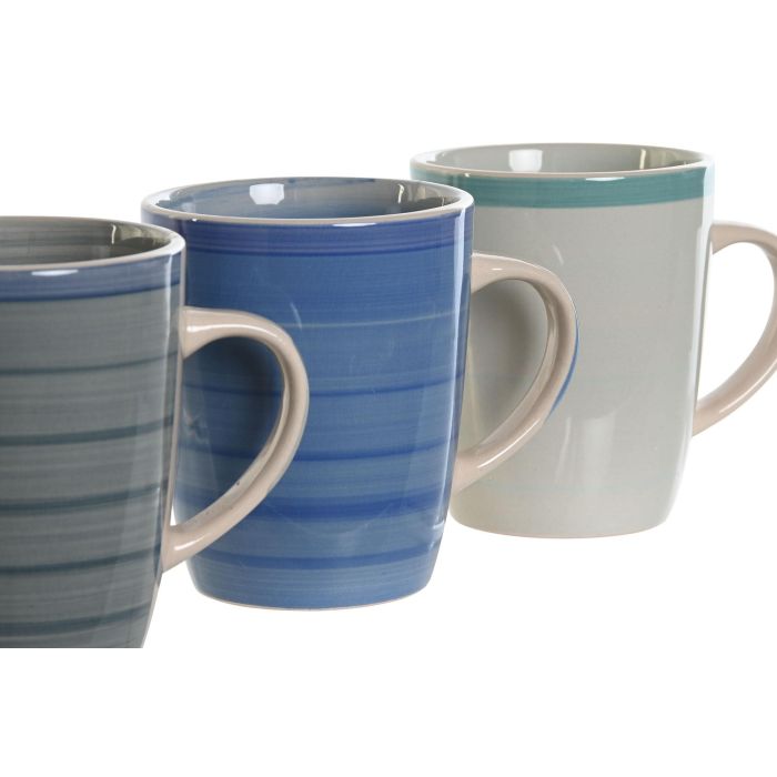 Mug Basicos DKD Home Decor Azul Azul Celeste 8.5 x 11 x 12.5 cm (6 Unidades) 1
