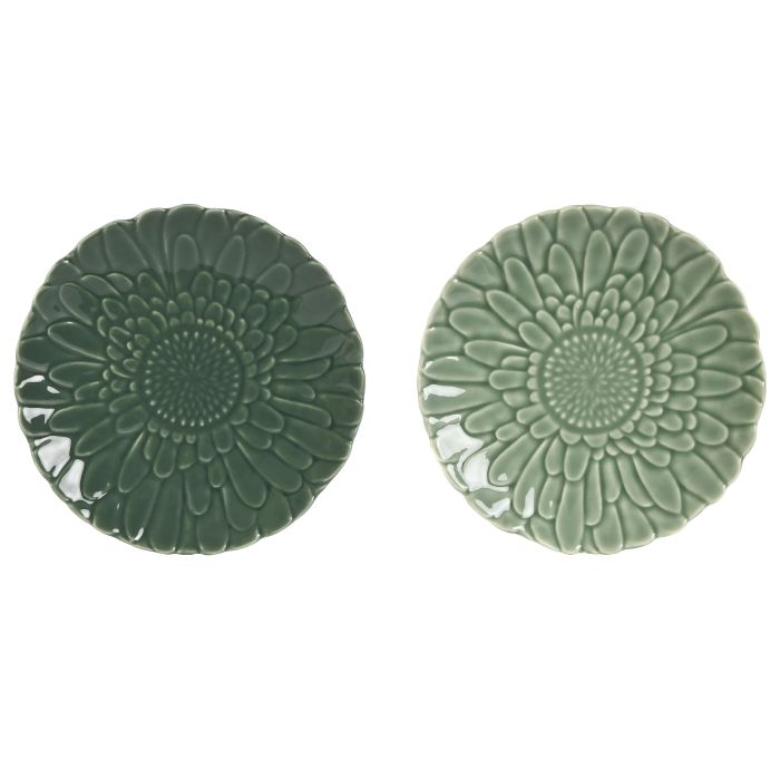 Plato Tropical DKD Home Decor Verde Verde Oscuro 16 x 2 x 16 cm (6 Unidades)