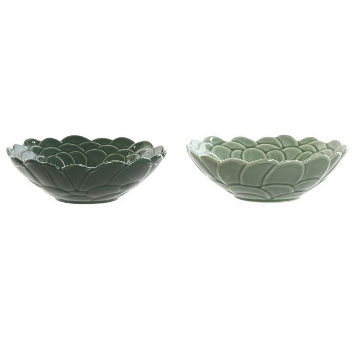 Bol Tropical DKD Home Decor Verde Verde Oscuro 18.4 x 6 x 18.4 cm (6 Unidades)