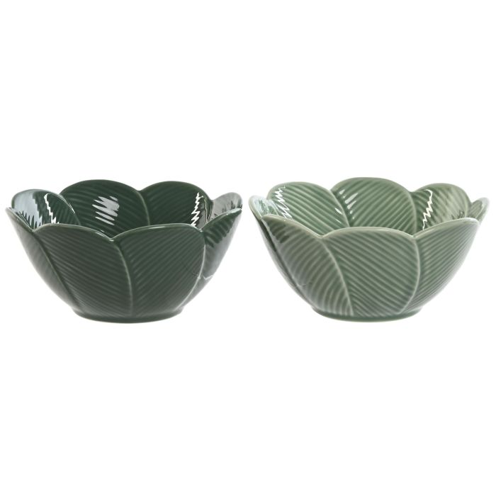 Bol Tropical DKD Home Decor Verde Verde Oscuro 16 x 7.6 x 16 cm (6 Unidades)