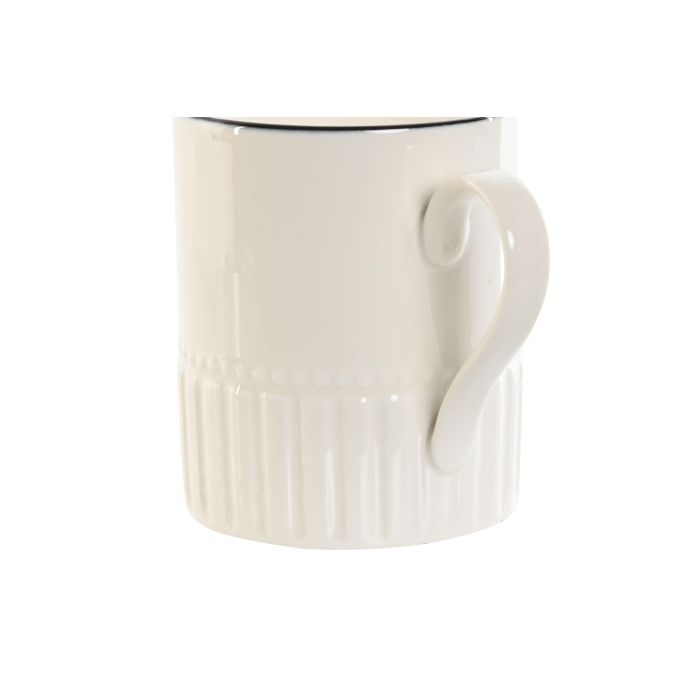 Mug Tradicional DKD Home Decor Blanco Negro 8.3 x 10 x 12 cm (6 Unidades) 1
