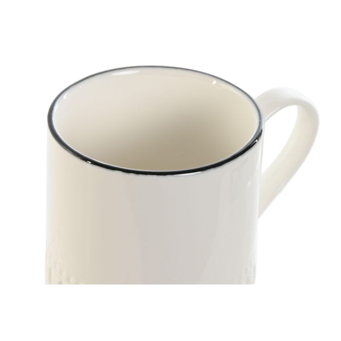 Mug Tradicional DKD Home Decor Blanco Negro 8.3 x 10 x 12 cm (6 Unidades) 2