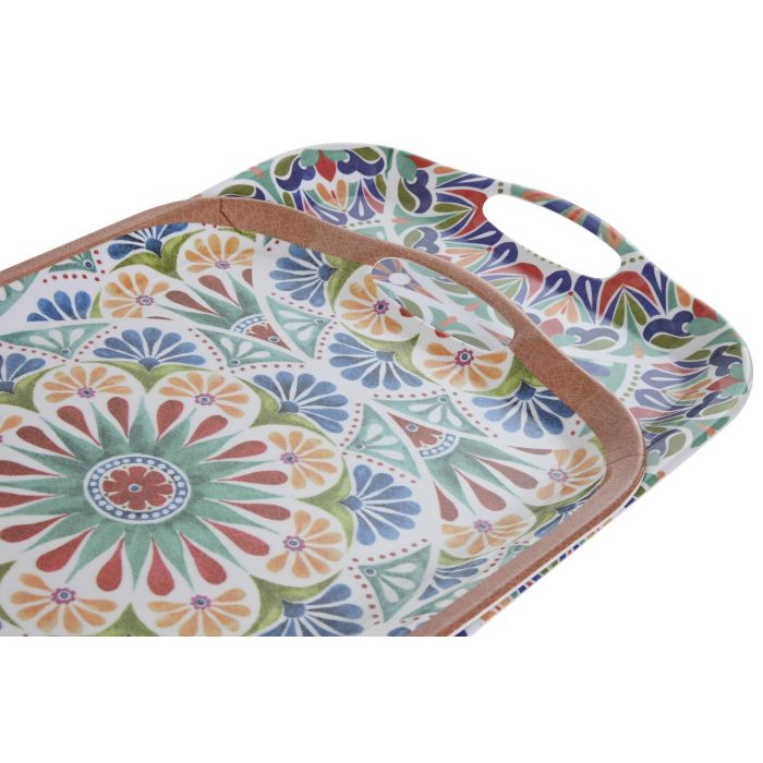 Bandeja Boho DKD Home Decor Multicolor 29 x 2.5 x 40.5 cm (6 Unidades) 2