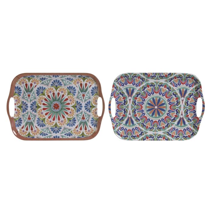 Bandeja Boho DKD Home Decor Multicolor 29 x 2.5 x 40.5 cm (6 Unidades)