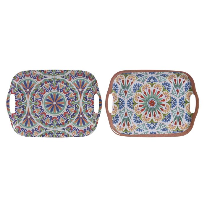 Bandeja Boho DKD Home Decor Multicolor 26 x 2.5 x 36 cm (6 Unidades)