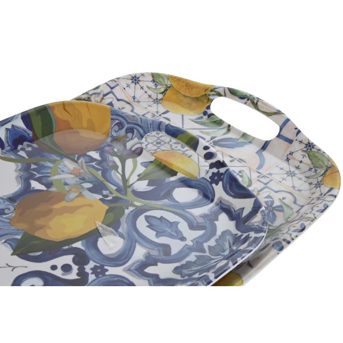 Bandeja Mediterraneo DKD Home Decor Azul Amarillo 29 x 2.5 x 40.5 cm (6 Unidades) 2