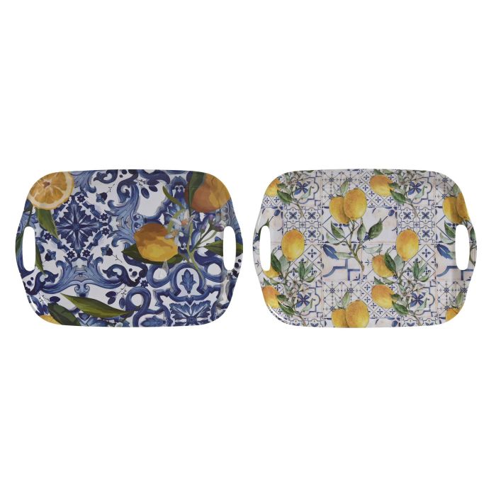 Bandeja Mediterraneo DKD Home Decor Azul Amarillo 29 x 2.5 x 40.5 cm (6 Unidades)