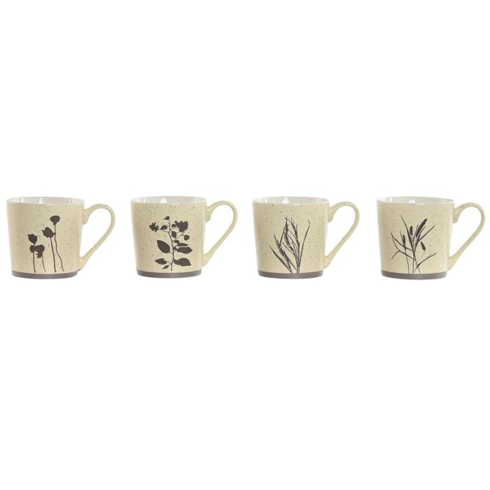 Mug Urban DKD Home Decor Beige Marron 9.5 x 9 x 13 cm (6 Unidades)