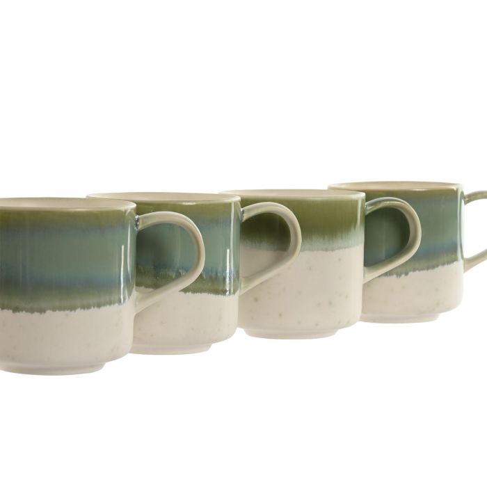 Mug Oriental DKD Home Decor Verde Blanco 8.7 x 8.5 x 12.4 cm (6 Unidades) 1