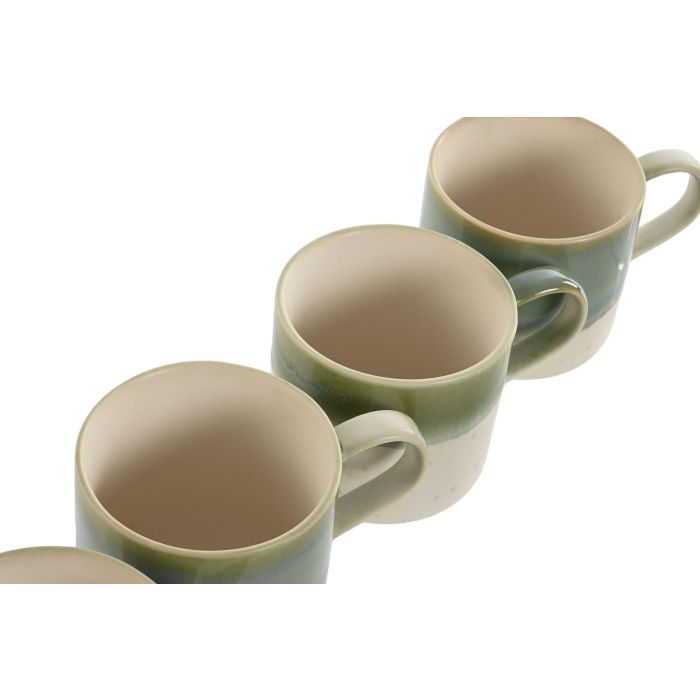 Mug Oriental DKD Home Decor Verde Blanco 8.7 x 8.5 x 12.4 cm (6 Unidades) 2