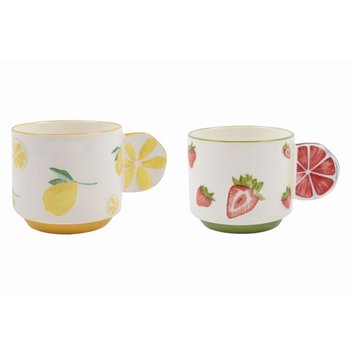 Mug Moderno DKD Home Decor Amarillo Rojo 9.3 x 7.7 x 12.6 cm (6 Unidades)