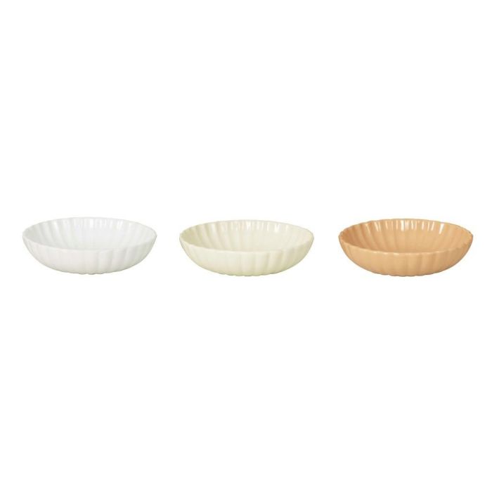 Plato Scandi DKD Home Decor Beige Blanco 19 x 4 x 19 cm (6 Unidades)