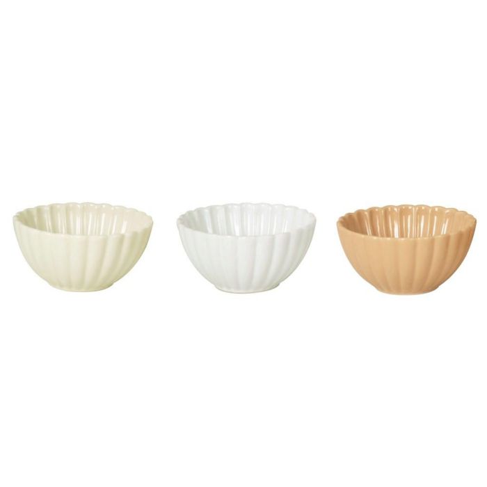 Bol Scandi DKD Home Decor Beige Blanco 14 x 7 x 14 cm (6 Unidades)