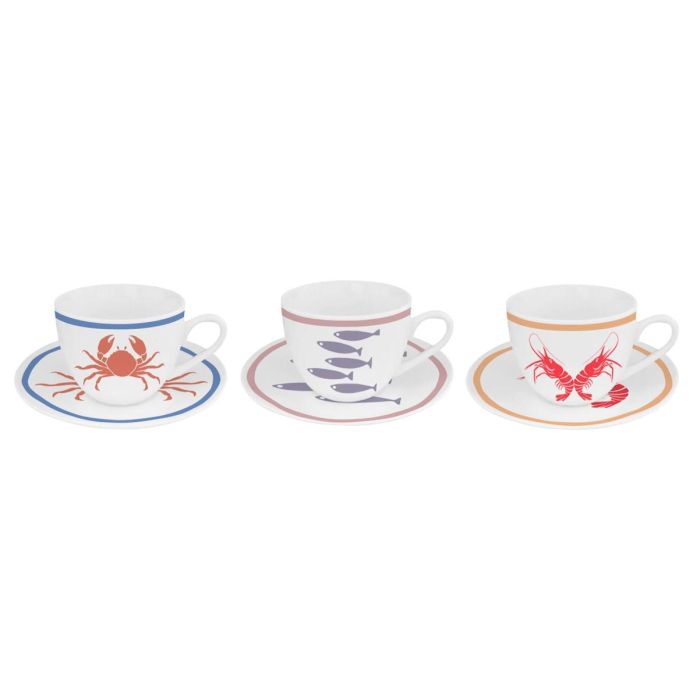 Taza Set Plato Mediterraneo DKD Home Decor Multicolor 6 x 5 x 8.5 cm (6 Unidades)