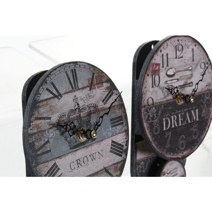 Reloj Pared Cottage DKD Home Decor Beige Negro 5 x 19 x 14 cm (6 Unidades) 1