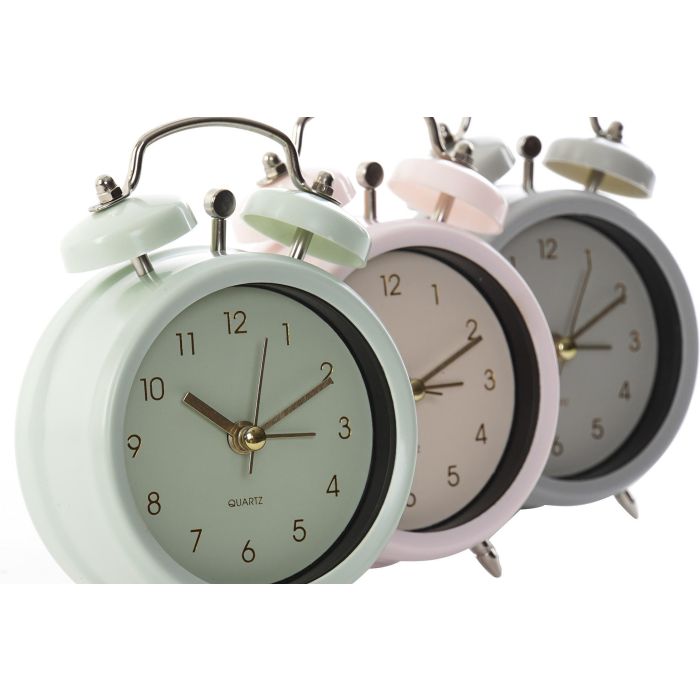 Reloj Despertador Scandi DKD Home Decor Verde Rosa 3.5 x 13 x 8 cm (6 Unidades) 1