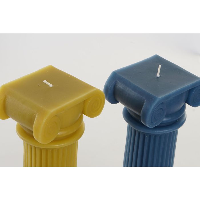 Vela Moderno DKD Home Decor Amarillo Azul 8.2 x 25.5 x 9.5 cm (6 Unidades) 1