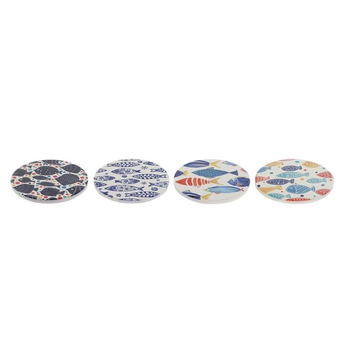 Posavasos Mediterraneo DKD Home Decor Multicolor 11 x 0.7 x 11 cm (72 Unidades) 2