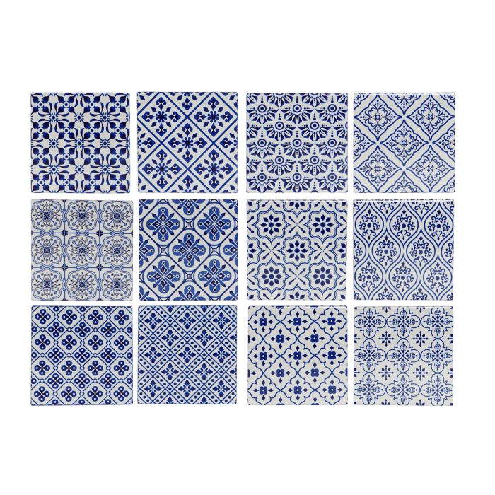 Posavasos Mediterraneo DKD Home Decor Azul Blanco 10.8 x 0.7 x 10.8 cm (72 Unidades)