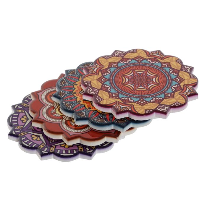 Posavasos Mediterraneo DKD Home Decor Multicolor 10.8 x 0.7 x 10.8 cm (72 Unidades) 1