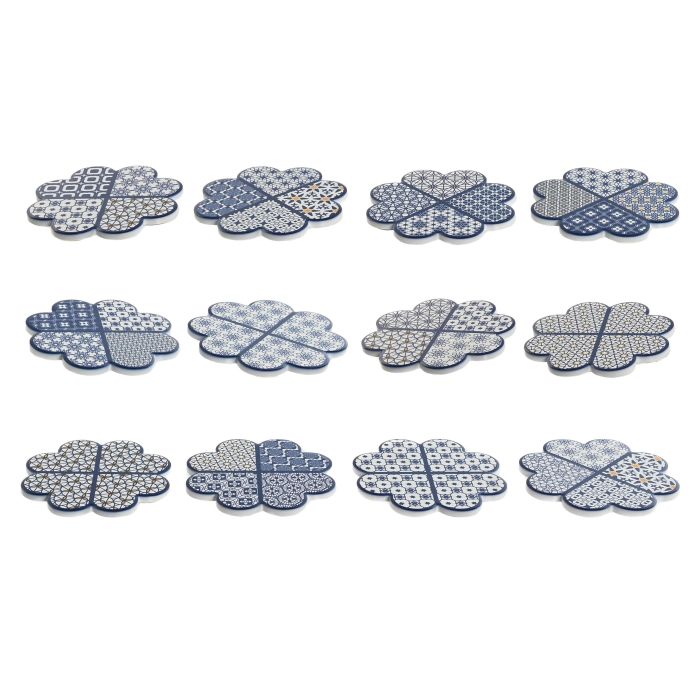 Posavasos Mediterraneo DKD Home Decor Azul Blanco 11.5 x 0.5 x 11.5 cm (72 Unidades) 4