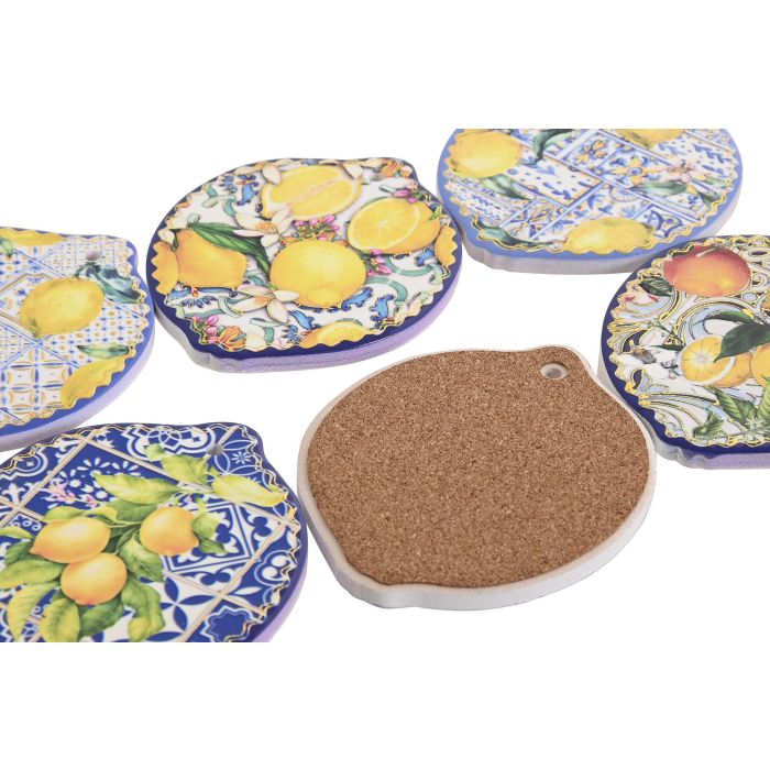 Posavasos Mediterraneo DKD Home Decor Azul Amarillo 9 x 0.7 x 11 cm (72 Unidades) 2