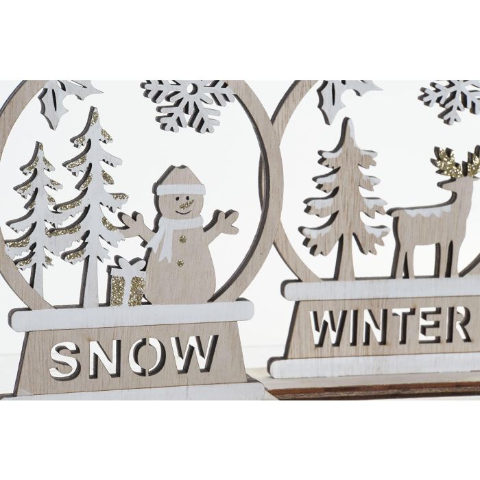 Figura Navidad Alpina DKD Home Decor Natural Blanco 4 x 15 x 12 cm (8 Unidades) 1