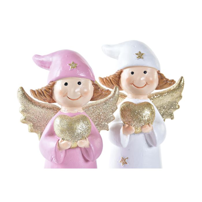 Figura Navidad Tradicional DKD Home Decor Blanco Rosa 5 x 14 x 7 cm (8 Unidades) 1