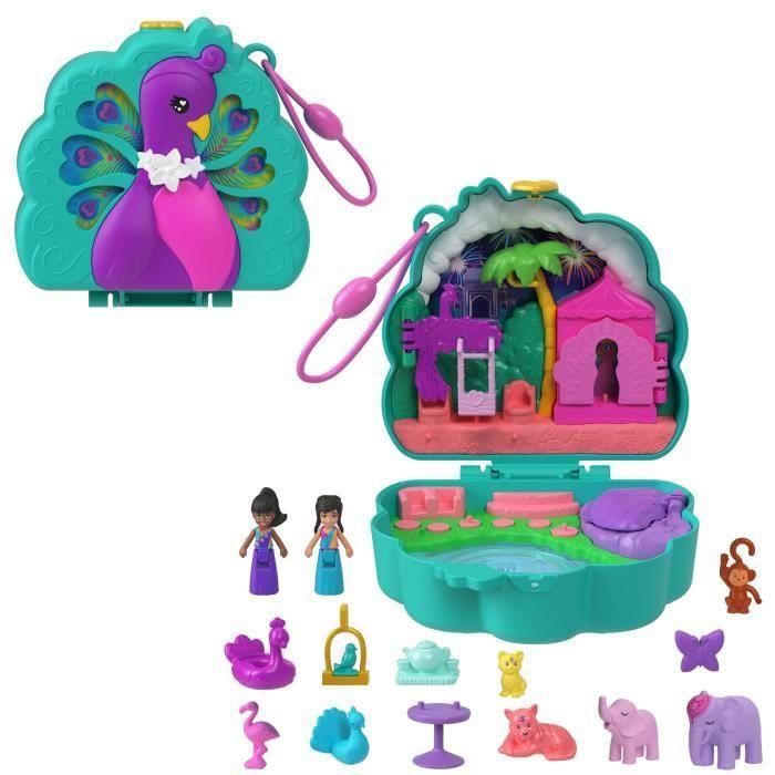 Polly Pocket - El Jardín del Pavo Real - Caja 2 minifiguras y animales HWN97