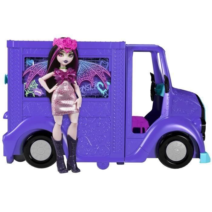 Monster High-Tour Bus Blood-sational Rock-Set con muñeca y autobús HXH83