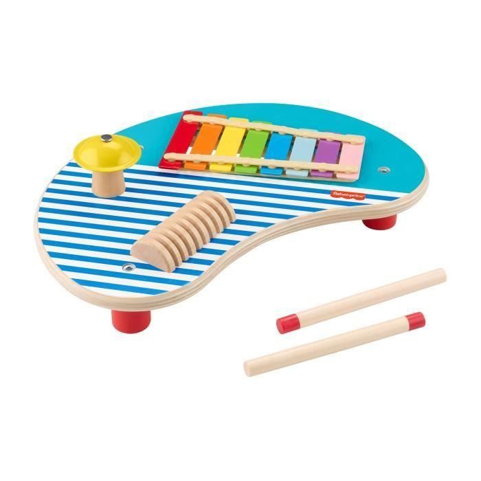 Fisher-Price-Mesa Musical de Madera con Instrumentos de Percusión HXT91