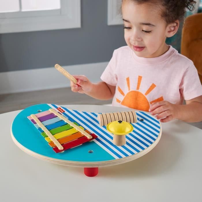 Fisher-Price-Mesa Musical de Madera con Instrumentos de Percusión HXT91 1