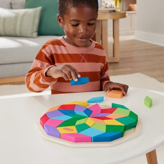 Fisher-Price-rompecabezas de mandala de madera-rompecabezas de patrón geométrico de 40 piezas HXT94 1