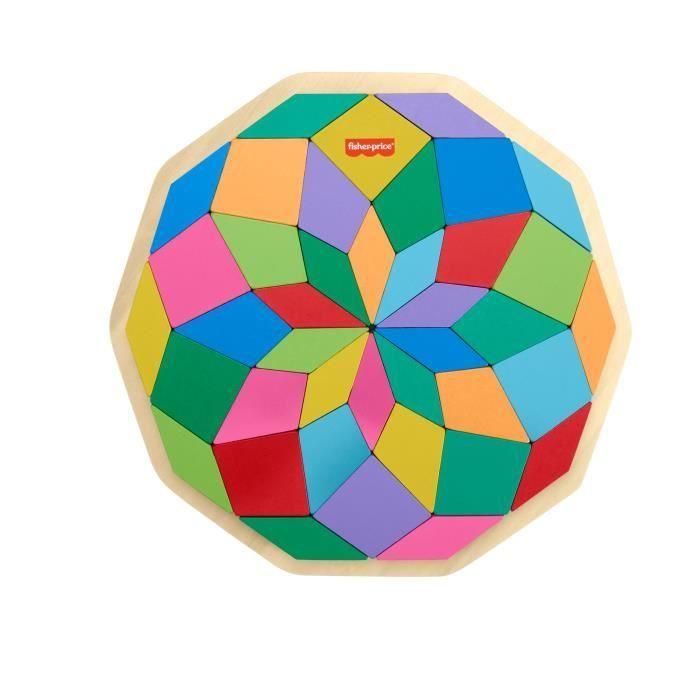 Fisher-Price-rompecabezas de mandala de madera-rompecabezas de patrón geométrico de 40 piezas HXT94 2