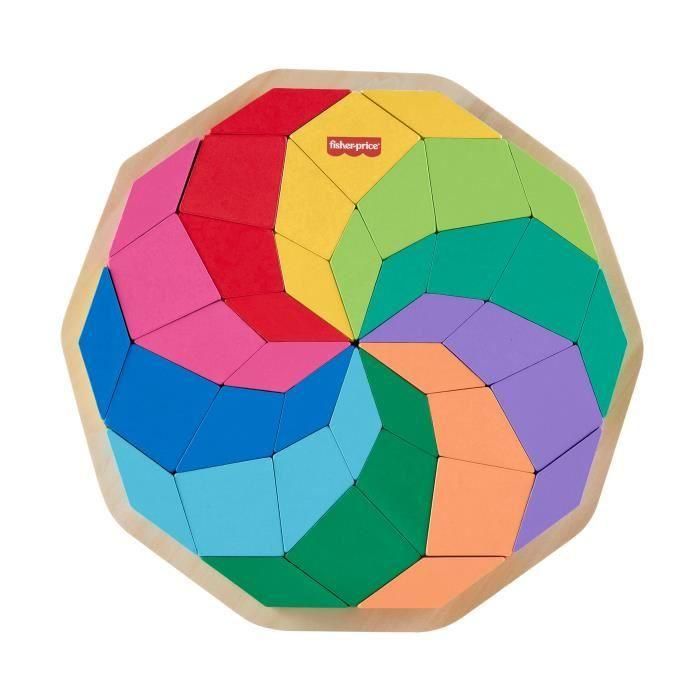 Fisher-Price-rompecabezas de mandala de madera-rompecabezas de patrón geométrico de 40 piezas HXT94 4