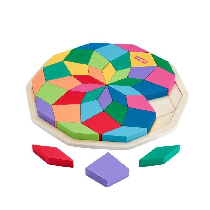 Fisher-Price-rompecabezas de mandala de madera-rompecabezas de patrón geométrico de 40 piezas HXT94 5