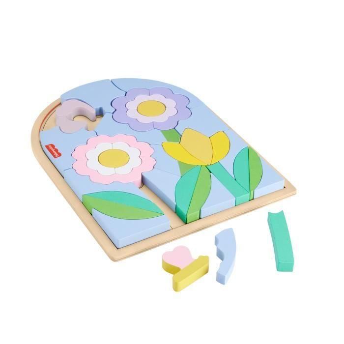 Fisher-Price-Rompecabezas de flores de madera-Rompecabezas de 37 piezas para jardín de infantes HXT97 3