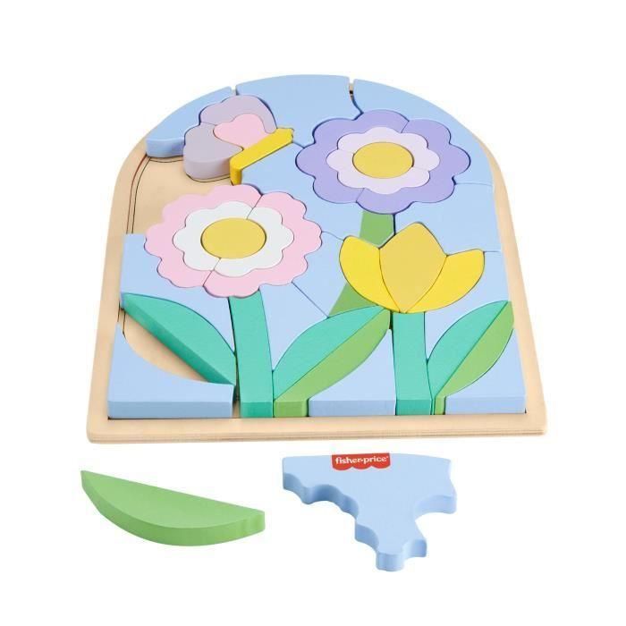 Fisher-Price-Rompecabezas de flores de madera-Rompecabezas de 37 piezas para jardín de infantes HXT97 5