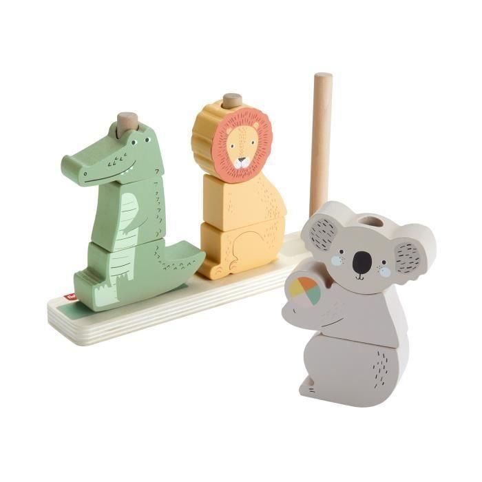 Fisher-Price-Animales de madera para apilar y clasificar, 10 piezas HXV04 1