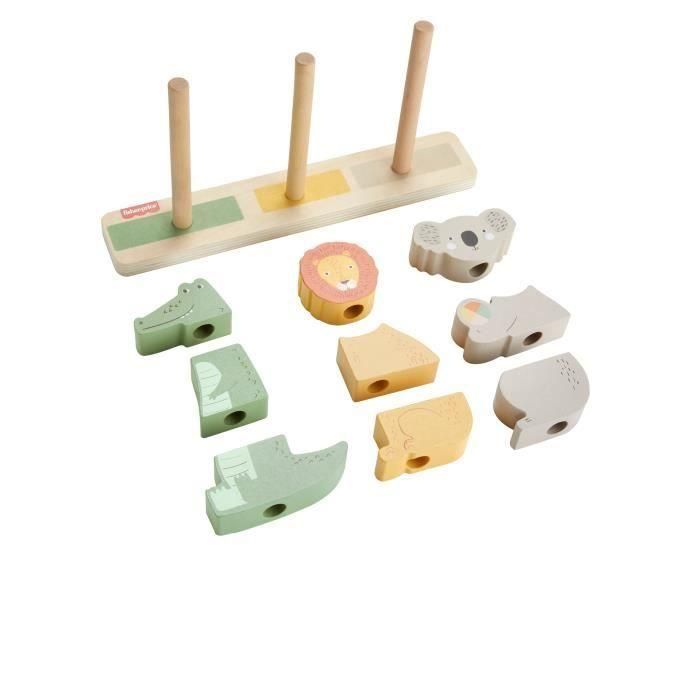 Fisher-Price-Animales de madera para apilar y clasificar, 10 piezas HXV04