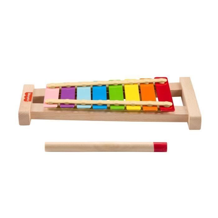 Fisher-Price-Xilofón de madera, instrumento musical con 2 piezas HXV13 1