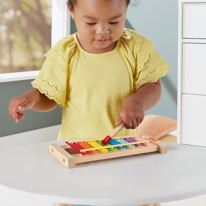 Fisher-Price-Xilofón de madera, instrumento musical con 2 piezas HXV13 4