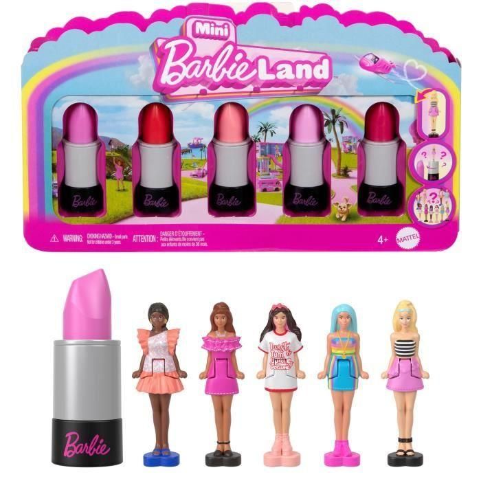 BARBIE Mini set de pintalabios BarbieLand 6 con mini muñecas - JBD26