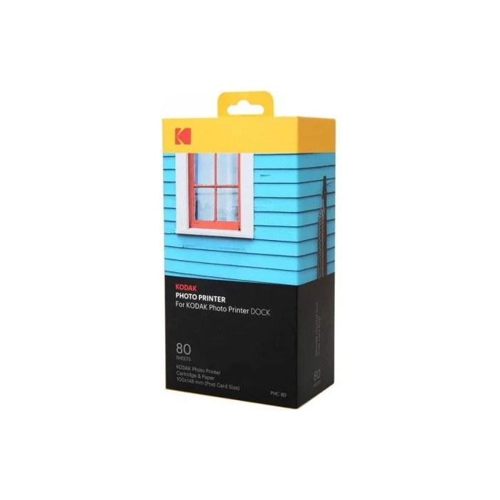 Kodak PHC-80 - Cartucho Todo en Uno con Papel Fotográfico, 4x6" / 10x15 cm, 80 Hojas, para Impresoras Dock PD450, PD460, PD480, KD600