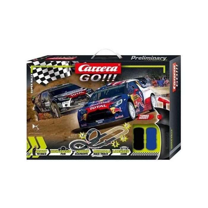 Carrera Pista de Carrera Super Rally 4,9m con 2 Coches Citroën DS3 WRC - Incluye Transformador, Mandos y Cuentavueltas 1
