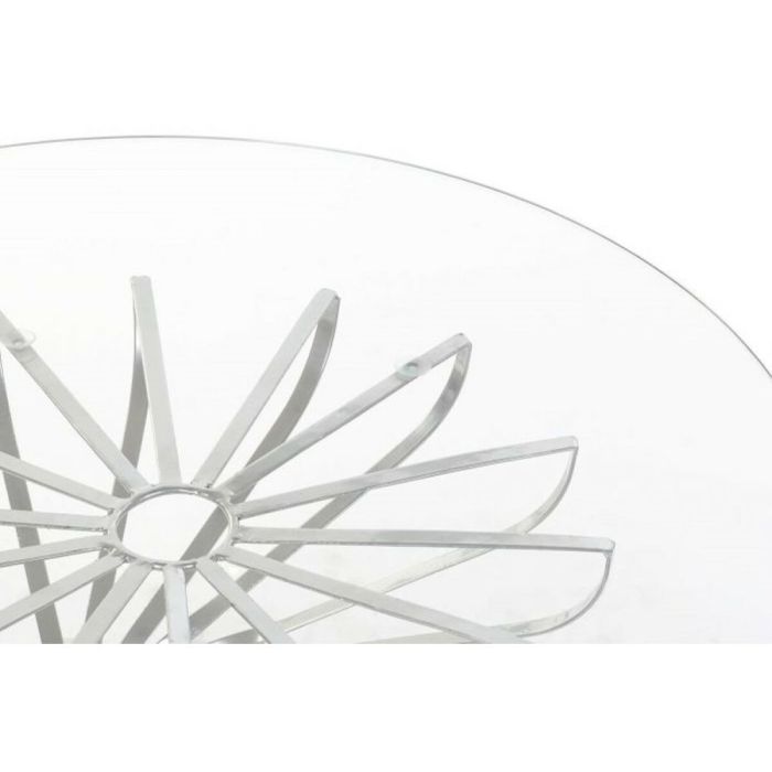 Mesa de Comedor DKD Home Decor Plateado Cristal Hierro (81 x 81 x 38 cm) 2