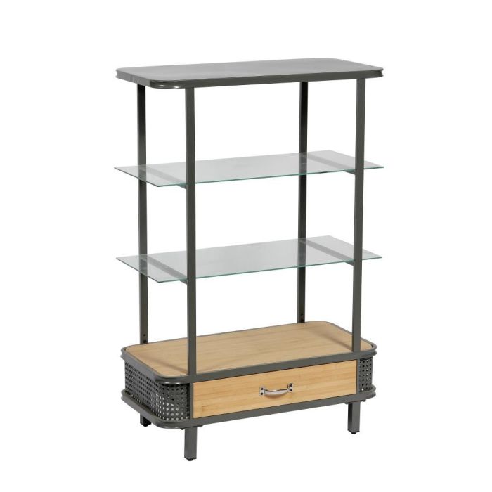 Estantería DKD Home Decor Cristal Metal Madera Marrón Gris oscuro 2 Estantes (80 x 40 x 121 cm)