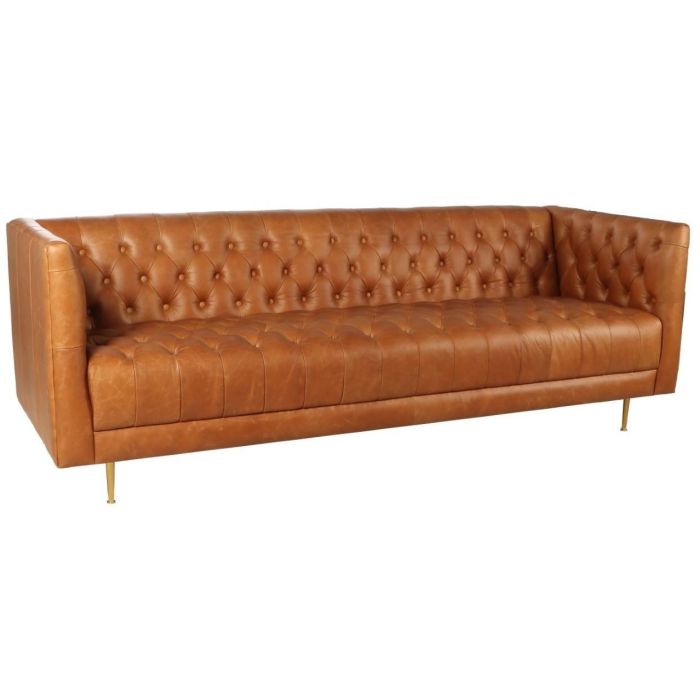 Sofa Item Home DKD Home Decor Cognac Dorado 77 x 74 x 209 cm