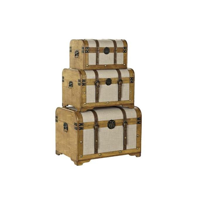 Baul Alpino DKD Home Decor Marron Beige 43.5 x 42 x 60 cm Set de 3