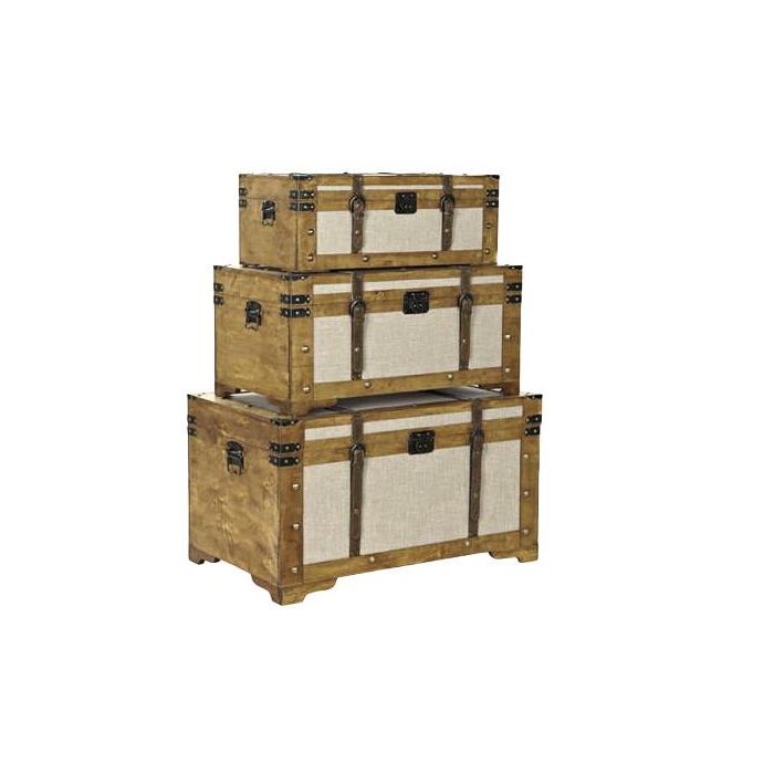 Baul Alpino DKD Home Decor Marron Beige 49 x 45 x 80 cm Set de 3